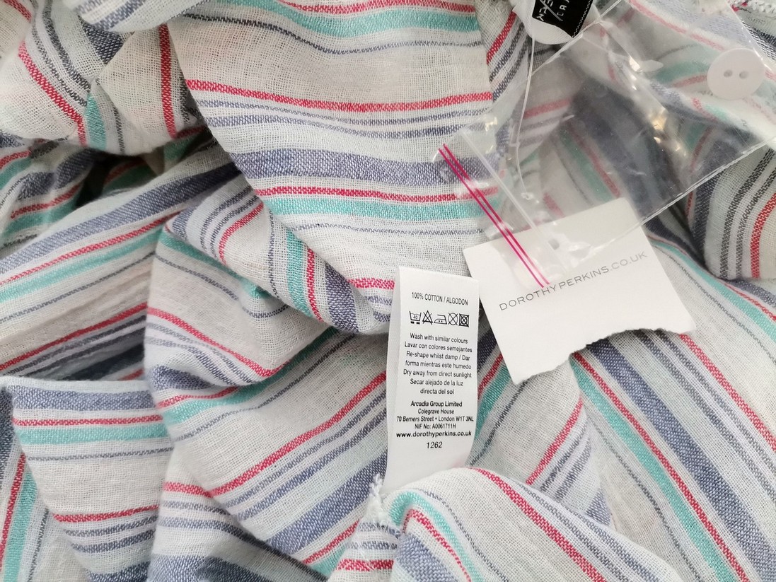Dorothy perkins Rozmiar 12 (40) Kolor Biały Pasy W serek Tunika Bluzka Długi rękaw Materiał Bawełna 100% Dorothy perkins Rozmiar 12 (40) Kolor Biały Pasy W serek Tunika Bluzka Długi rękaw Materiał Bawełna 100%