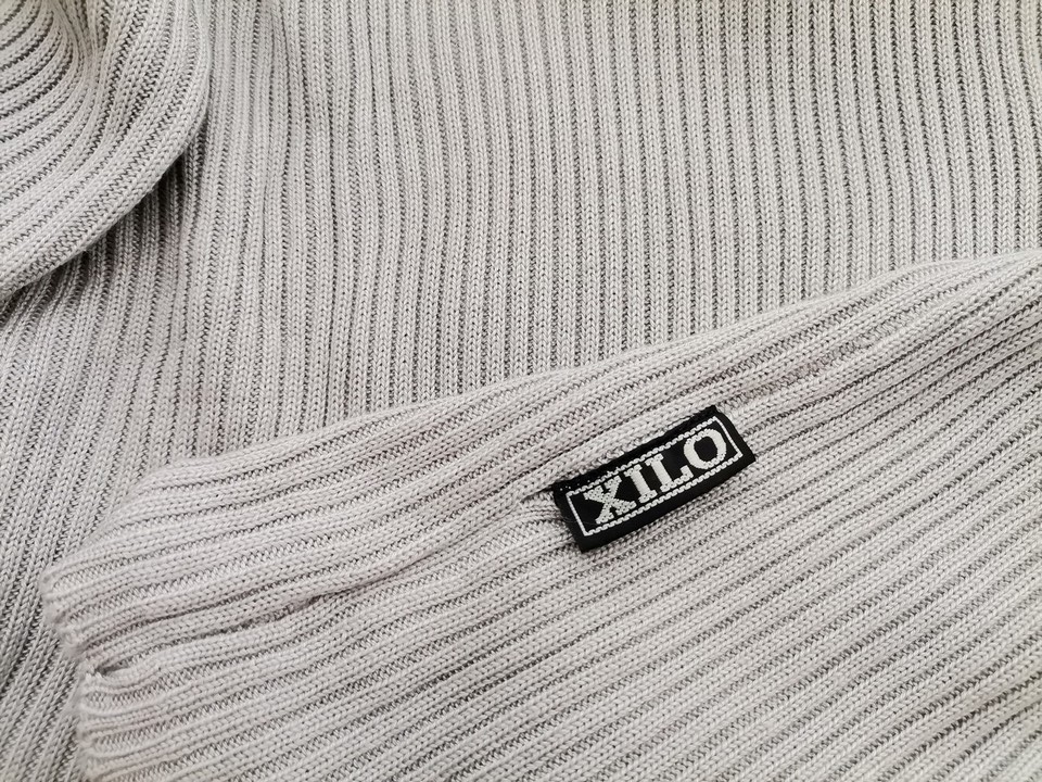 Xilo Sportswear Rozmiar S Kolor Szary Okrągły dekolt Sweter Długi rękaw Cienka dzianina