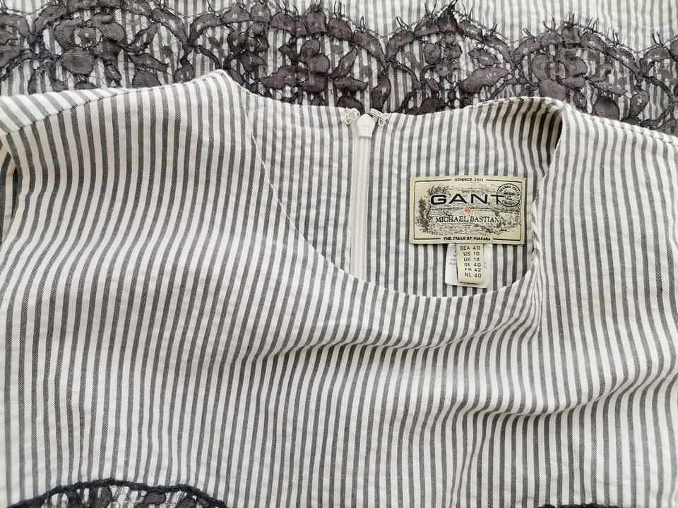 Gant Rozmiar 40 Kolor Szary Pasy Okrągły dekolt Sukienka Ołówkowa Bezrękawnik Midi Materiał Bawełna 100% Gant Rozmiar 40 Kolor Szary Pasy Okrągły dekolt Sukienka Ołówkowa Bezrękawnik Midi Materiał Bawełna 100%
