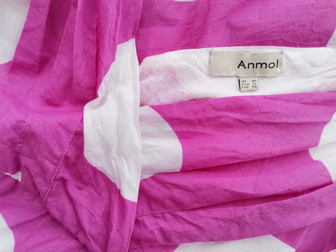 Anmol Rozmiar 18 (46) Kolor Różowy Grochy W serek Sukienka Sheath Bezrękawnik Midi Materiał Bawełna 100%