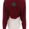 ZAFUL Rozmiar 6 (38) Kolor Bordowy W serek Crop Sweter Długi rękaw Materiał Akryl Gruba dzianina