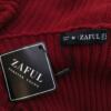 ZAFUL Rozmiar 6 (38) Kolor Bordowy W serek Crop Sweter Długi rękaw Materiał Akryl Gruba dzianina