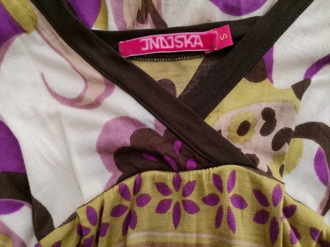 Indiska Rozmiar S Kolor Fioletowy W serek Sukienka Sheath Krótki rękaw Do Kolan Materiał Modal 100% Indiska Rozmiar S Kolor Fioletowy W serek Sukienka Sheath Krótki rękaw Do Kolan Materiał Modal 100%