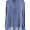 LT CLOTHING Rozmiar XL Kolor Niebieski Kołnierz Koszula Zapinana Bluzka Długi rękaw Materiał Wiskoza 100%