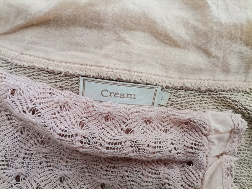 IMG_20211013_104242.jpg Cream Rozmiar L Kolor Pudrowy Róż Kołnierz Długi Kardigan Płaszcz Wiązany Długi rękaw Materiał Bawełna Otwarta dzianina