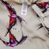 Monsoon Rozmiar M Kolor Beżowy Ptaki Split Crew Neck Bluzka Popover Guziki Rękaw 3/4