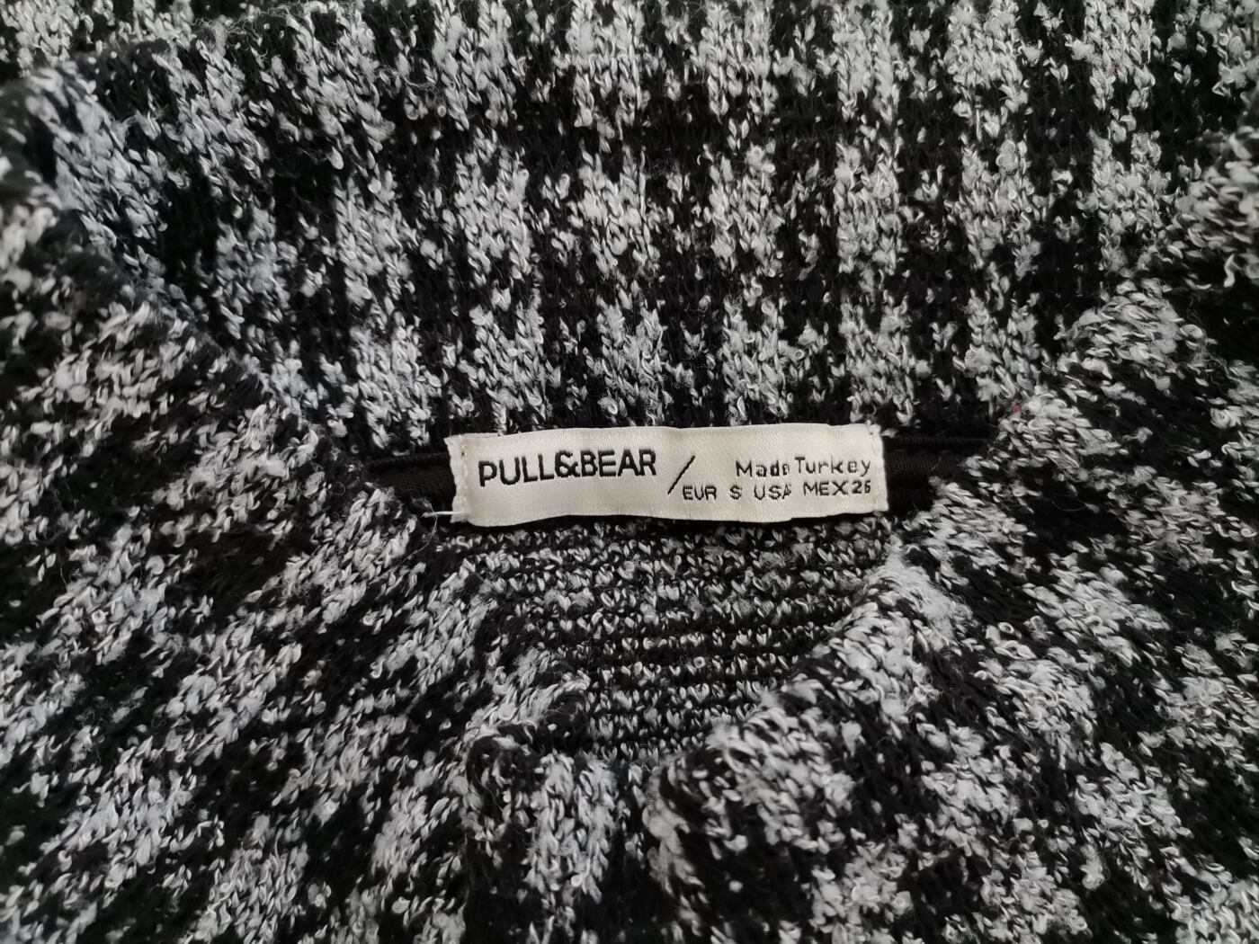 Pull and Bear Rozmiar S Kolor Szary High Neck Sweter Długi rękaw Gruba dzianina