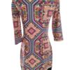 Vintage Rozmiar 6 (32) Okrągły dekolt Sukienka Sheath Rękaw 3/4 Do Kolan