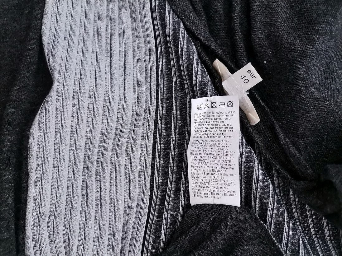 River island Rozmiar 14 (40) Kolor Czarny Pasy Okrągły dekolt Tunika Bluzka Krótki rękaw Materiał Wiskoza