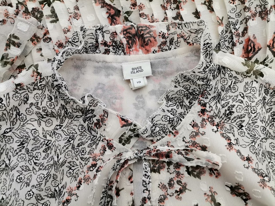 River island Rozmiar 10 (36) Kolor Kremowy Pół golf Bluzka Rękaw 3/4
