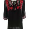 River island Rozmiar 8 (34) Kolor Czarny Keyhole Crew Neck Bluzka Rękaw 3/4 Materiał Bawełna 100%