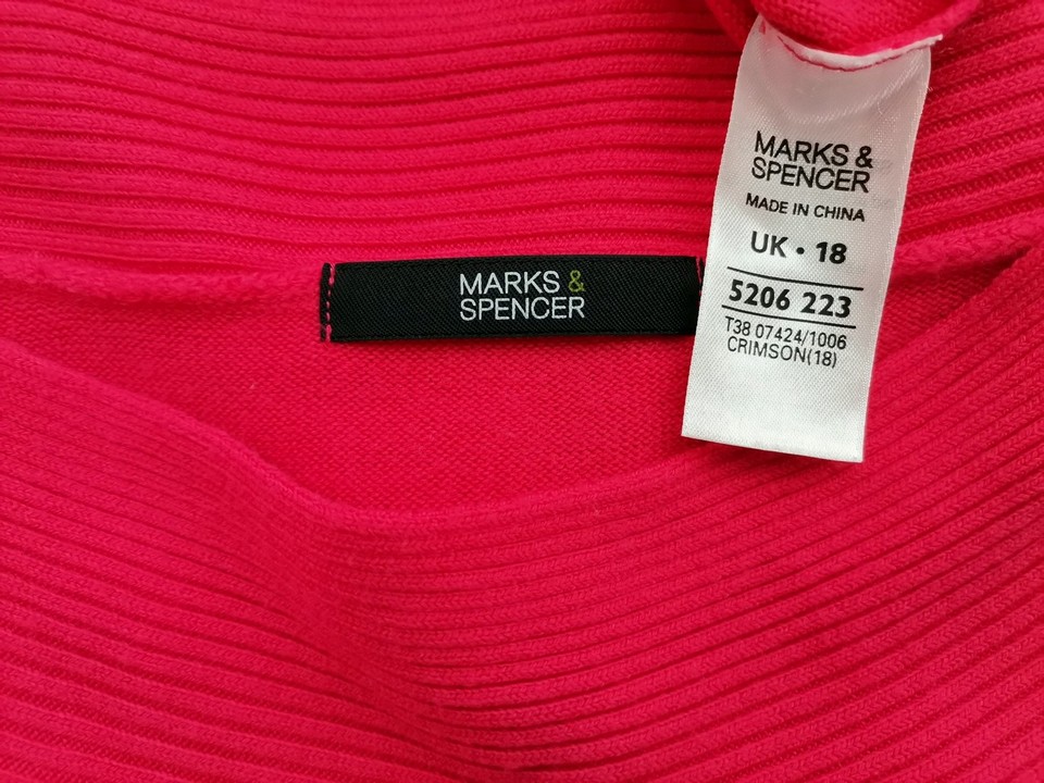 IMG_20211019_121303.jpg Marks&spencer Rozmiar 18 (46) Kolor Różowy W łódkę Sweter Rękaw 3/4 Materiał Akryl 100% Cienka dzianina