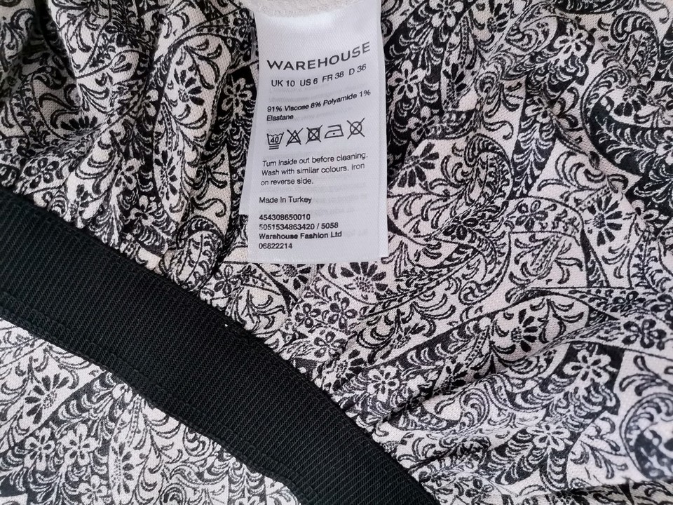Warehouse Rozmiar 10 (36) Kolor Granatowy Okrągły dekolt Sukienka Sheath Bezrękawnik Do Kolan Materiał Wiskoza