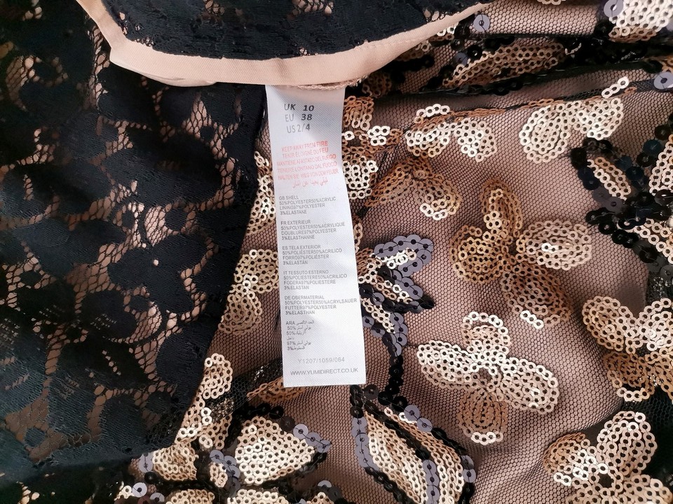 Yumi Rozmiar 10 (38) Kolor Czarny Okrągły dekolt Sukienka Mini Długi rękaw Krótka Yumi Rozmiar 10 (38) Kolor Czarny Okrągły dekolt Sukienka Mini Długi rękaw Krótka