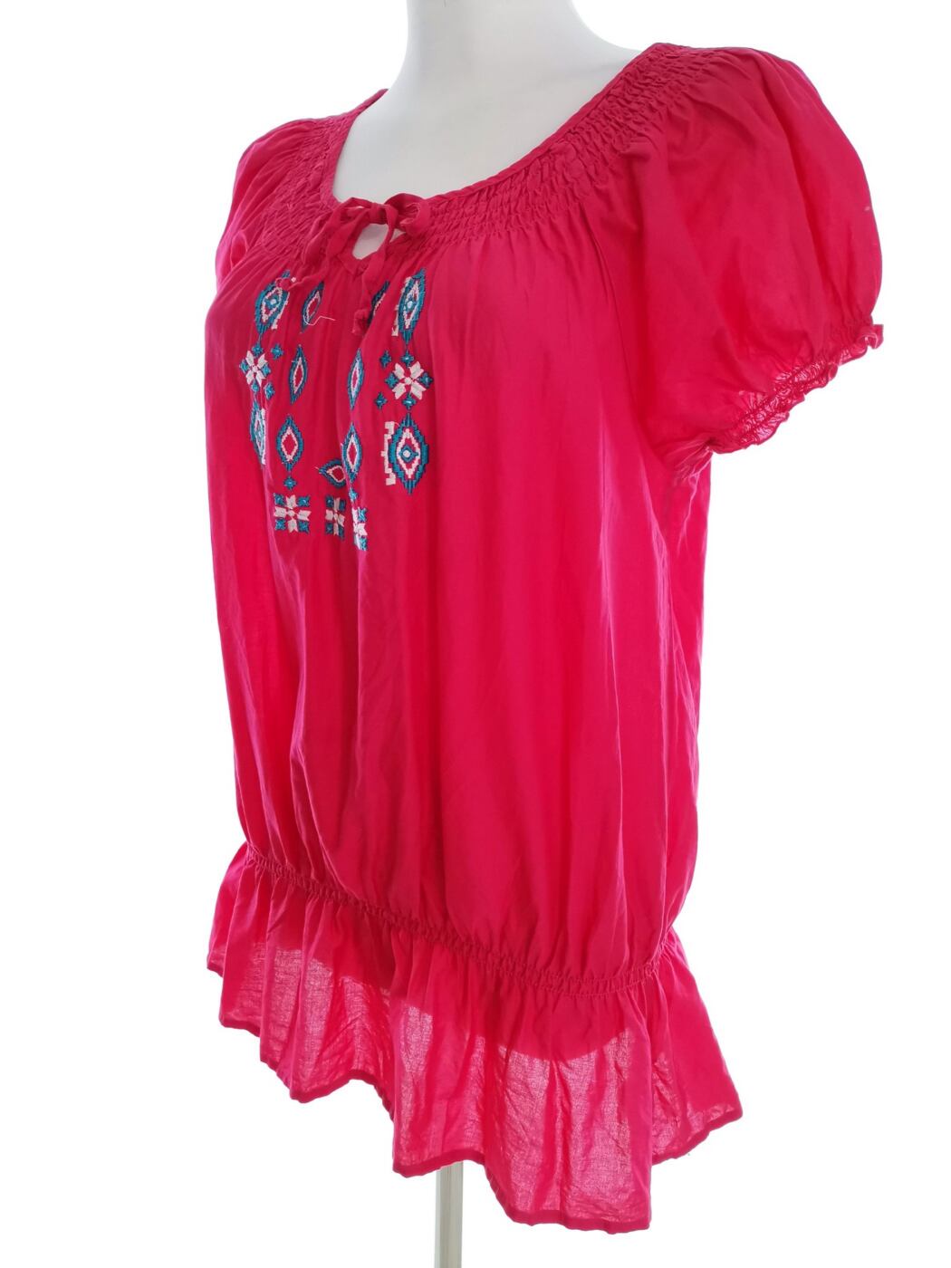 IMG_20211019_132224.jpg Dunnes Rozmiar 16 (44) Kolor Różowy Keyhole Crew Neck Bluzka Peplum Krótki rękaw Materiał Bawełna 100%