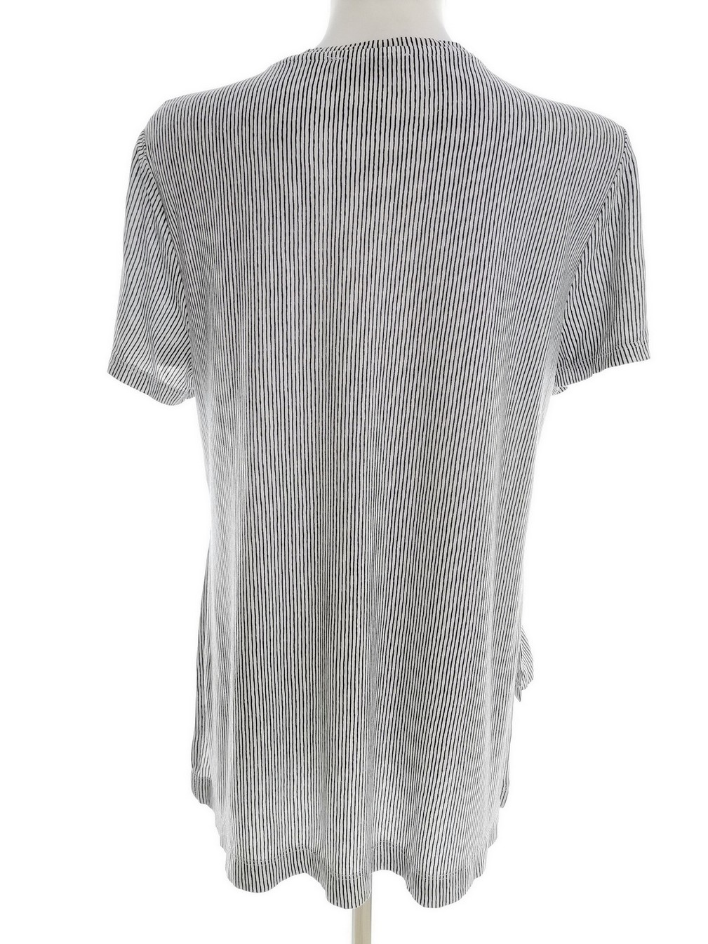 Zara Rozmiar M Kolor Czarny Pasy Crew Neck Bluzka Krótki rękaw Materiał Wiskoza 100%