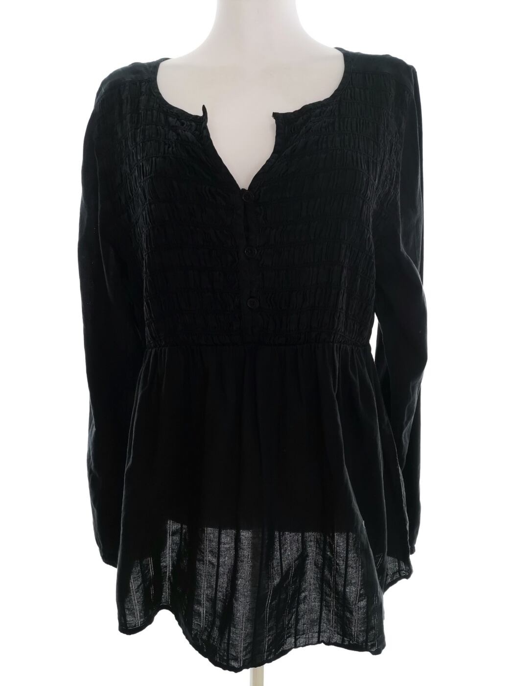 Lane Bryant Rozmiar 14/16 (42/44) Kolor Czarny Split Crew Neck Tunika Bluzka Długi rękaw Materiał Bawełna 100%