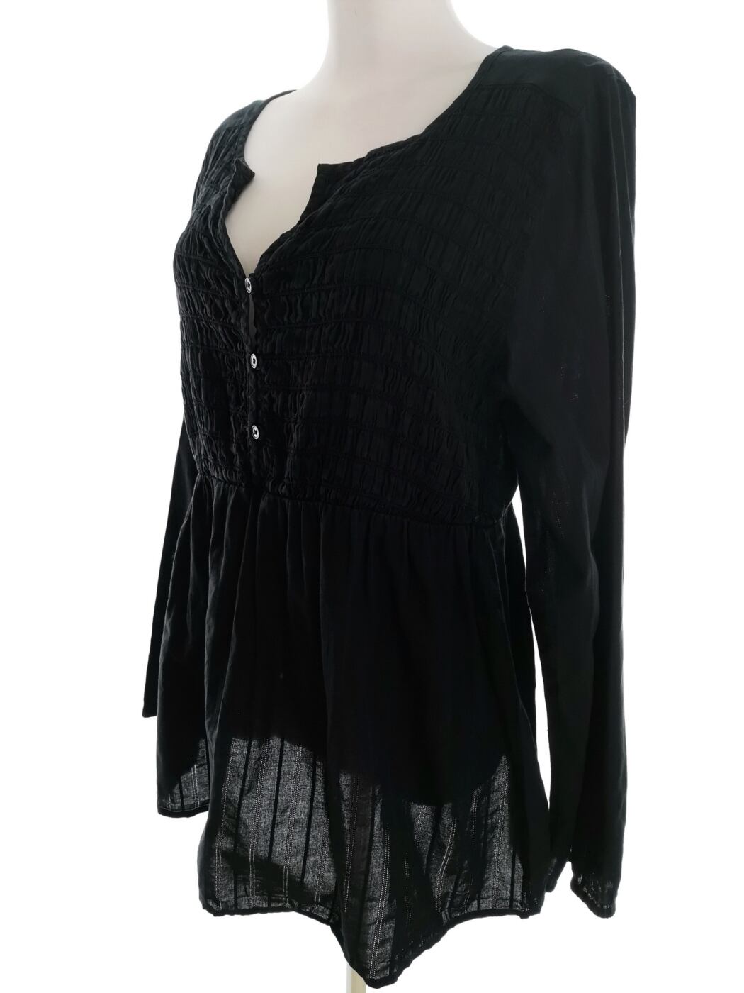 Lane Bryant Rozmiar 14/16 (42/44) Kolor Czarny Split Crew Neck Tunika Bluzka Długi rękaw Materiał Bawełna 100% Lane Bryant Rozmiar 14/16 (42/44) Kolor Czarny Split Crew Neck Tunika Bluzka Długi rękaw Materiał Bawełna 100%