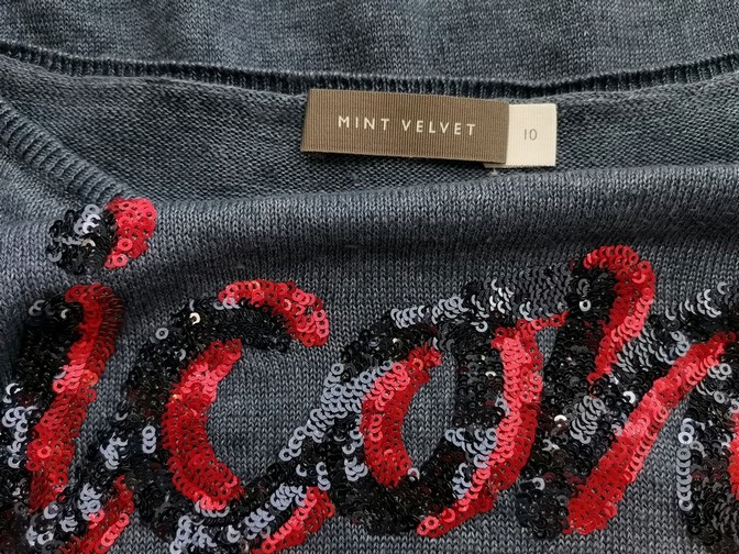 IMG_20211022_132354.jpg Mint Velvet Rozmiar 10 (38) Kolor Niebieski W łódkę Sweter Długi rękaw Materiał Len 100% Cienka dzianina