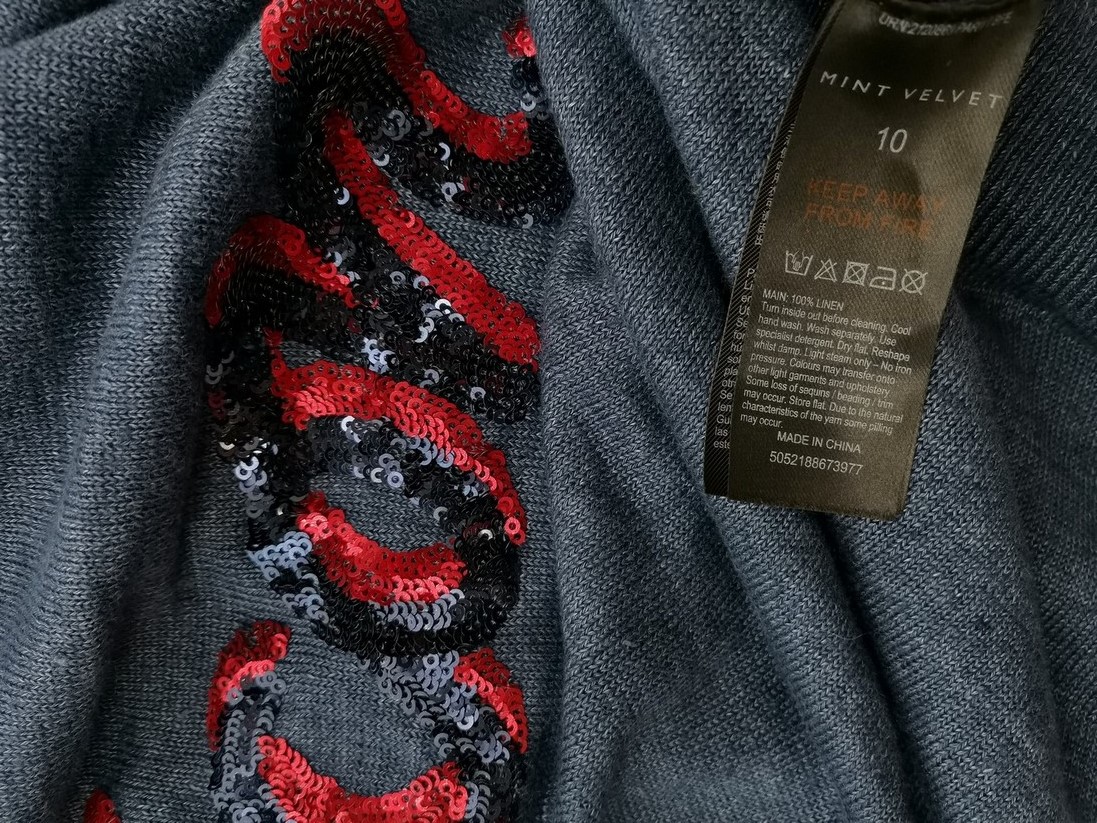 IMG_20211022_132420.jpg Mint Velvet Rozmiar 10 (38) Kolor Niebieski W łódkę Sweter Długi rękaw Materiał Len 100% Cienka dzianina