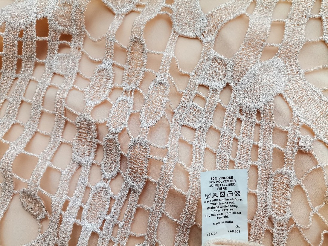 River island Rozmiar 16 (42) Kolor Pudrowy Dekolt U Tunika Bluzka Bezrękawnik Materiał Wiskoza