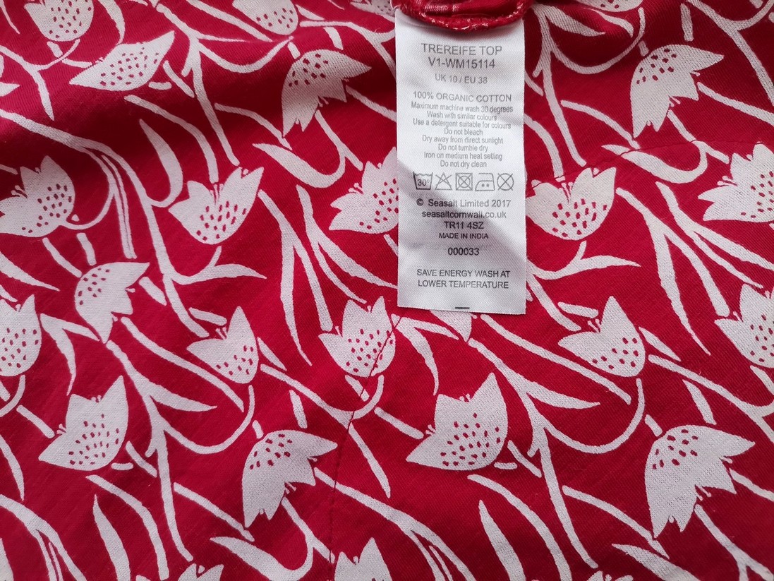 IMG_20211025_094001.jpg Seasalt Rozmiar 10 (38) Kolor Czerwony Keyhole Crew Neck Bluzka Rękaw 3/4 Materiał Organiczna Bawełna 100%