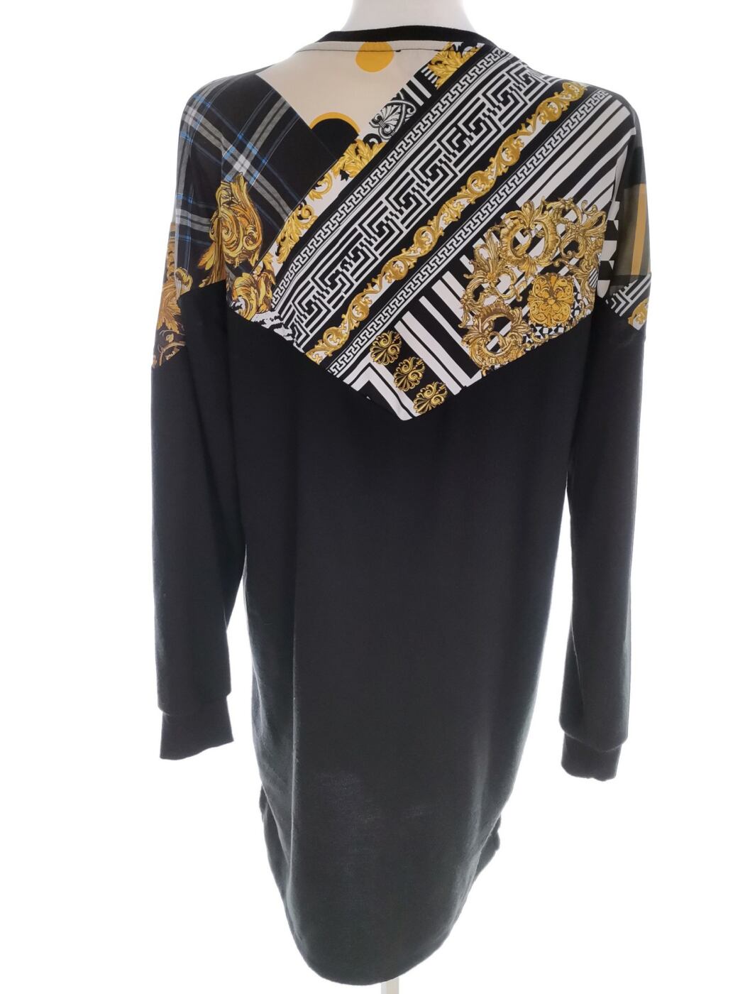 River island Rozmiar 10 (36) Kolor Czarny Krata Crew Neck Sukienka Sweterkowa Długi rękaw Do Kolan