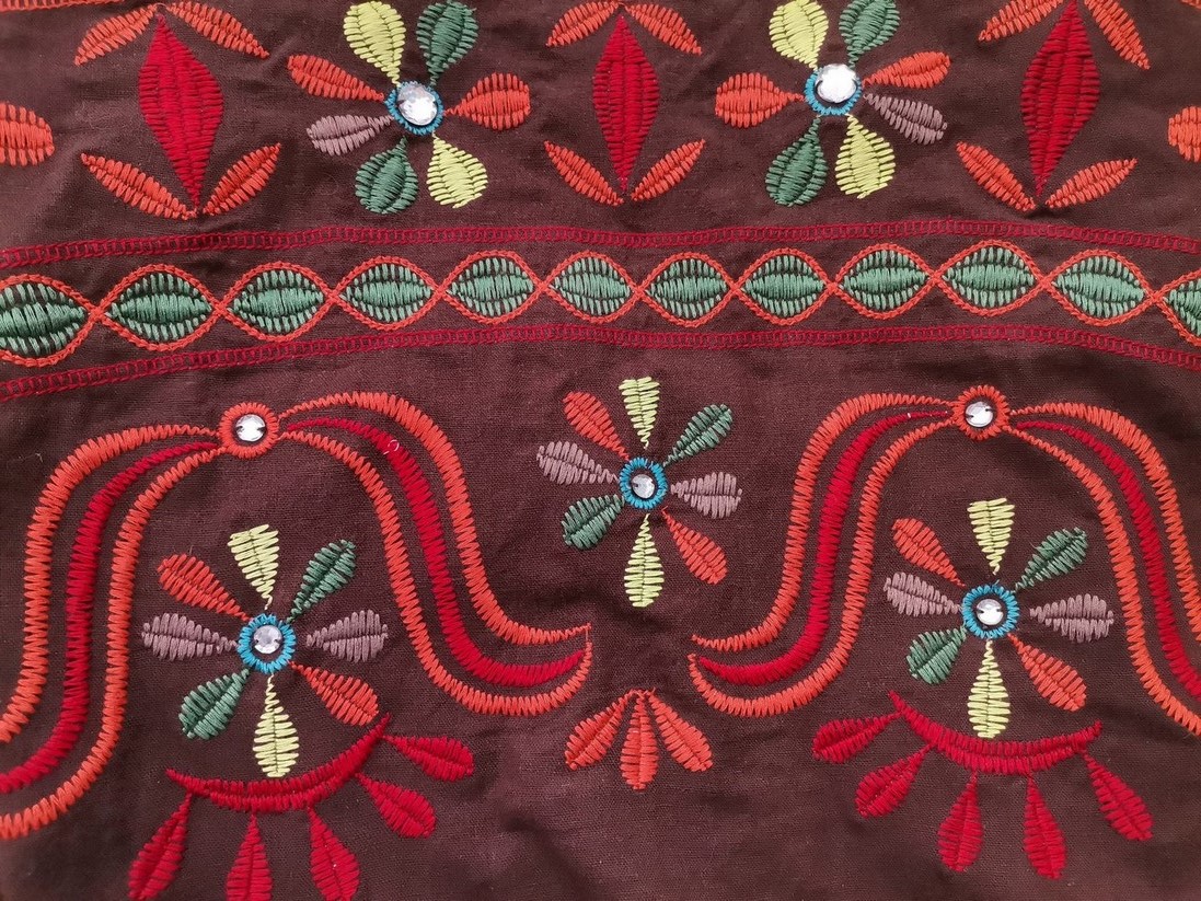 Vintage Rozmiar 38/40 Kolor Brązowy Spódnica Rozkloszowana Midi Materiał Len
