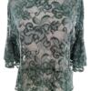 River island Rozmiar 10 (36) Kolor Szmaragdowy Roślinny Liście Crew Neck Bluzka Rękaw 3/4