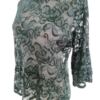 River island Rozmiar 10 (36) Kolor Szmaragdowy Roślinny Liście Crew Neck Bluzka Rękaw 3/4