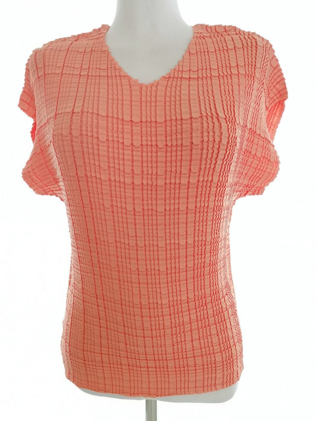 Vintage Rozmiar 38/40 Kolor Pomarańczowy Crew Neck Bluzka Krótki rękaw
