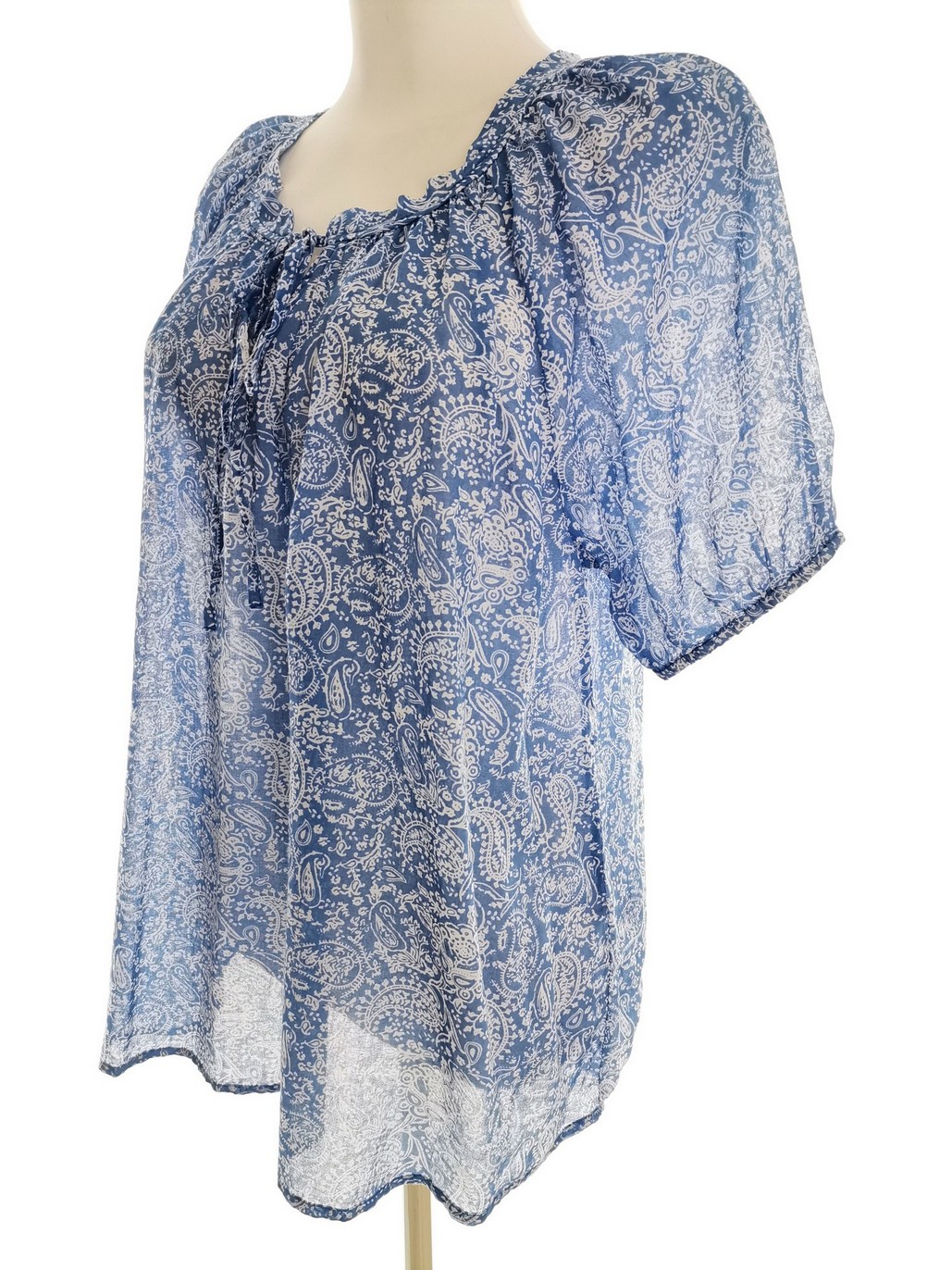 Miss Molly Rozmiar S (36/38) Kolor Niebieski Paisley Split Crew Neck Bluzka Krótki rękaw