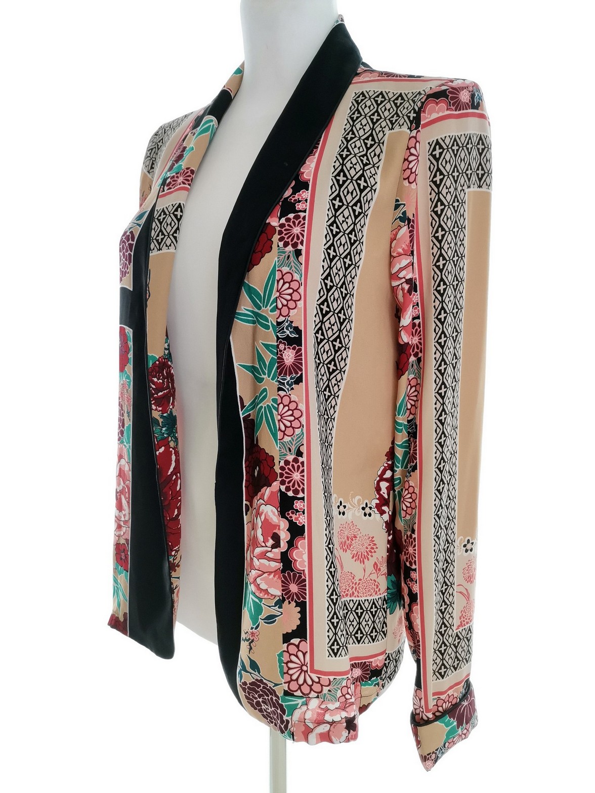 River island Rozmiar 10 (36) Kolor Beżowy W serek Długi Otwarty Kardigan Długi rękaw Cienka dzianina