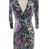 River island Rozmiar 10 (36) Kolor Czarny Pasy W serek Sukienka Sheath Rękaw 3/4 Do Kolan Materiał Wiskoza 100%