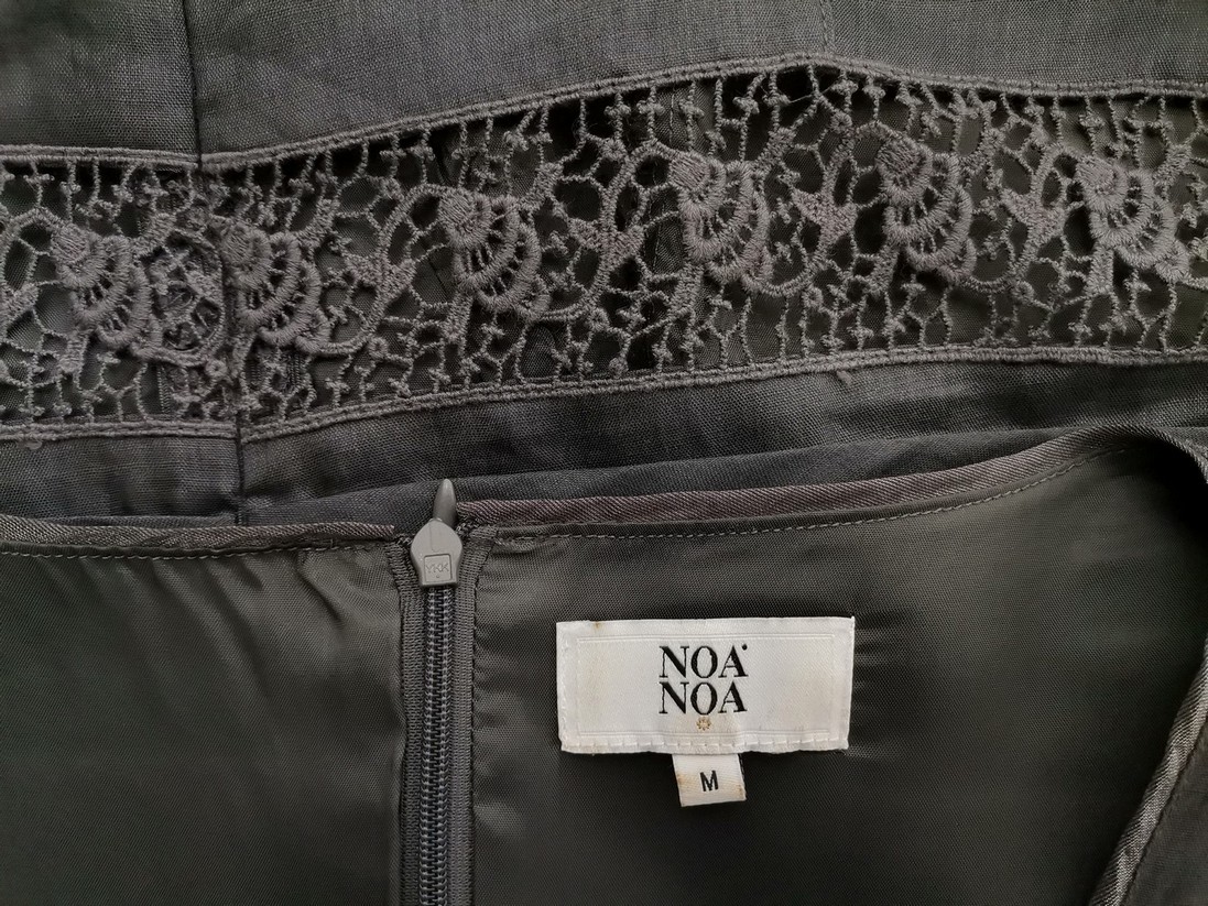 Noa noa Rozmiar M Kolor Szary Kwadratowy dekolt Sukienka A-Line Krótki rękaw Midi Materiał Ramie Noa noa Rozmiar M Kolor Szary Kwadratowy dekolt Sukienka A-Line Krótki rękaw Midi Materiał Ramie