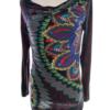 DESIGUAL Rozmiar S Kolor Granatowy Paisley Drapowany dekolt Tunika Bluzka Długi rękaw Materiał Wiskoza
