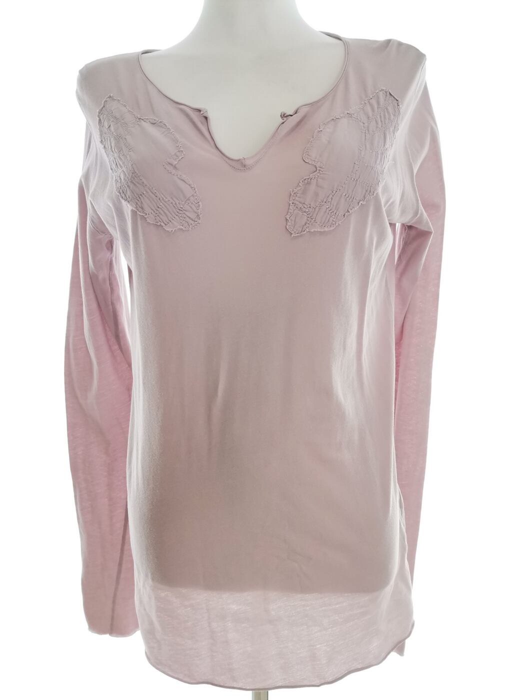 Hunkydory Rozmiar M Kolor Lawendowy Split Crew Neck Tunika Bluzka Długi rękaw Materiał Bawełna 100%