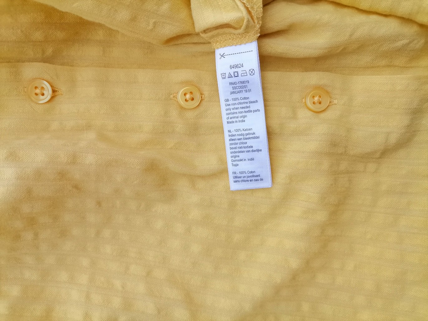 IMG_20211027_140857.jpg Monsoon Rozmiar 14 (42) Kolor Żółty Crew Neck Bluzka Zapinana Krótki rękaw Materiał Bawełna 100%