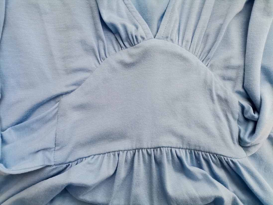 IMG_20211027_141845.jpg Banana Republic Rozmiar XS Kolor Niebieski Głęboki Serek Bluzka Peplum Krótki rękaw Materiał Tencel
