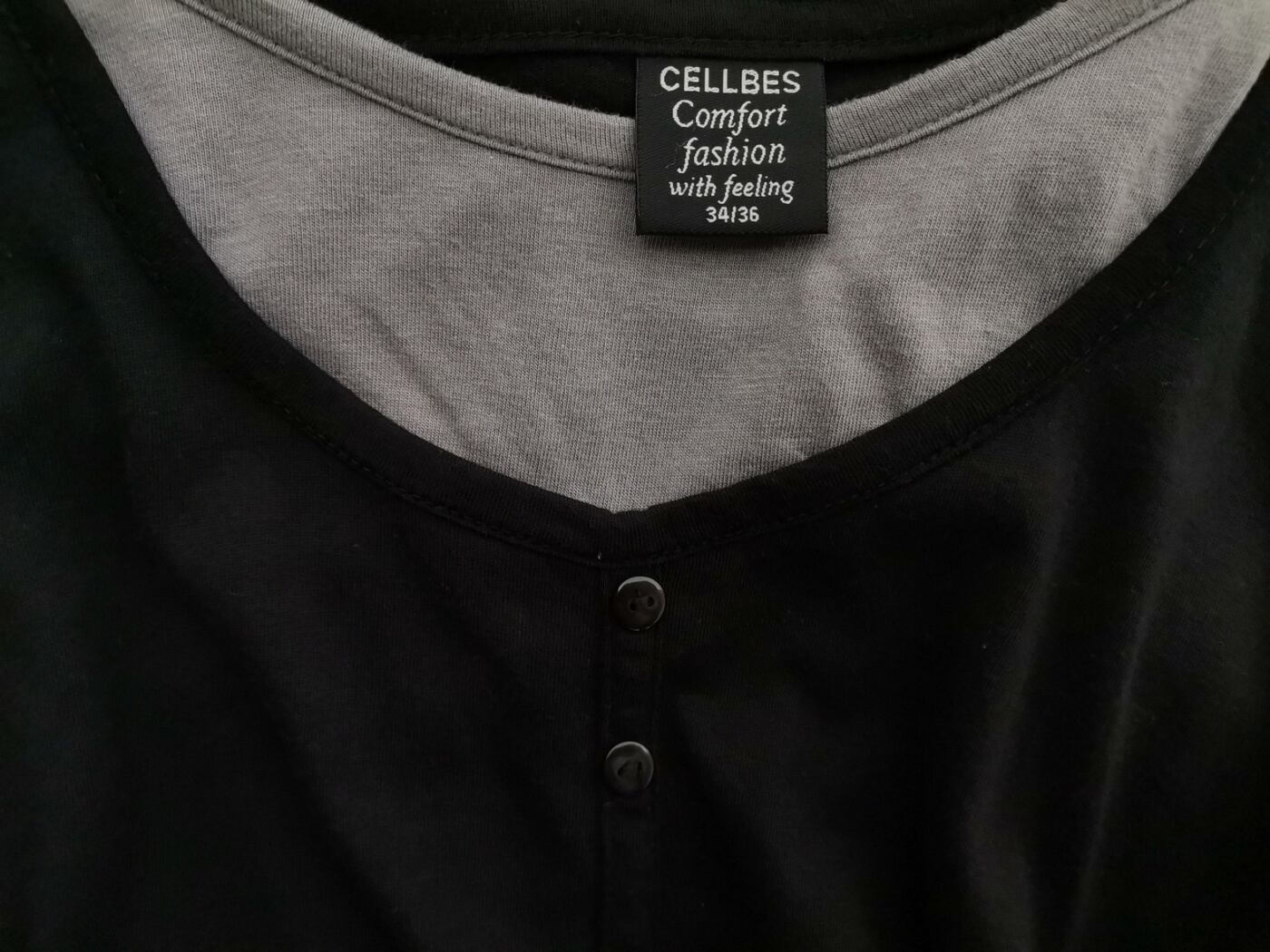 CELLBES Rozmiar 34/36 Kolor Czarny Kwadratowy dekolt Sukienka A-Line Długi rękaw Midi