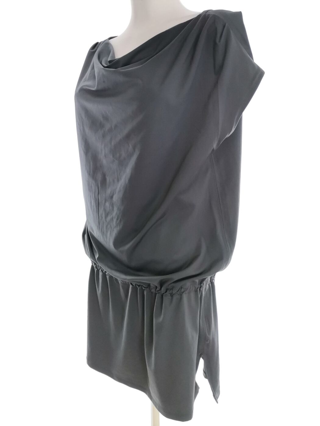 Gap Rozmiar M Kolor Szary Drapowany dekolt Sukienka Blouson Krótki rękaw Do Kolan Gap Rozmiar M Kolor Szary Drapowany dekolt Sukienka Blouson Krótki rękaw Do Kolan