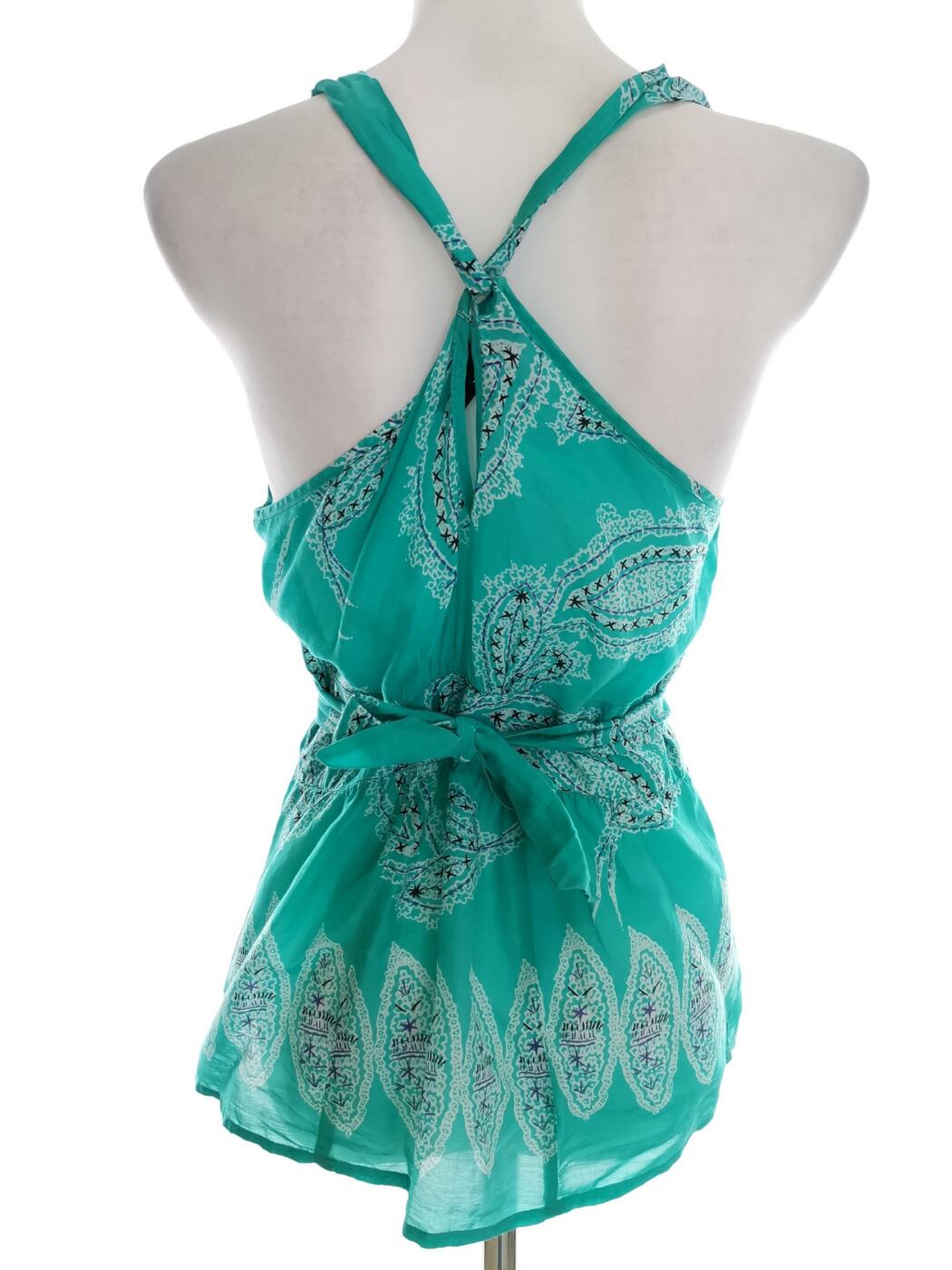 IMG_20211028_140224.jpg Warehouse Rozmiar 12 (38) Kolor Niebieski Paisley W serek Bluzka Peplum Bezrękawnik Materiał Bawełna