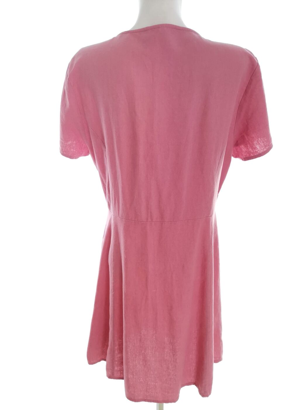Vero moda Rozmiar L Kolor Różowy W serek Sukienka Koszulowa Krótki rękaw Do Kolan Materiał Len Vero moda Rozmiar L Kolor Różowy W serek Sukienka Koszulowa Krótki rękaw Do Kolan Materiał Len