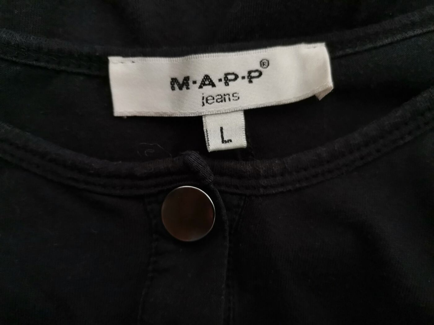 MAPP Rozmiar L Kolor Czarny Okrągły dekolt Tunika Popover Bluzka Długi rękaw Materiał Bawełna 100% MAPP Rozmiar L Kolor Czarny Okrągły dekolt Tunika Popover Bluzka Długi rękaw Materiał Bawełna 100%