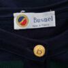 BUSNEL Rozmiar 42 Kolor Granatowy Pasy Crew Neck Długi Zapinany Kardigan Długi rękaw Materiał Wełna Jagnięca