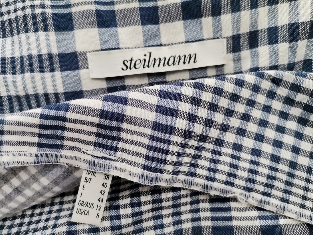 Steilmann Rozmiar 38 Kolor Niebieski Krata Okrągły dekolt Sukienka Ołówkowa Bezrękawnik Do Kolan Materiał Bawełna Steilmann Rozmiar 38 Kolor Niebieski Krata Okrągły dekolt Sukienka Ołówkowa Bezrękawnik Do Kolan Materiał Bawełna