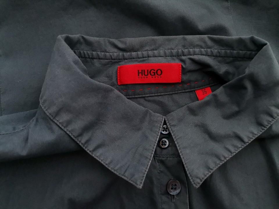 Hugo Boss Rozmiar 36 Kolor Granatowy Kołnierz Koszula Zapinana Bluzka Długi rękaw Materiał Bawełna