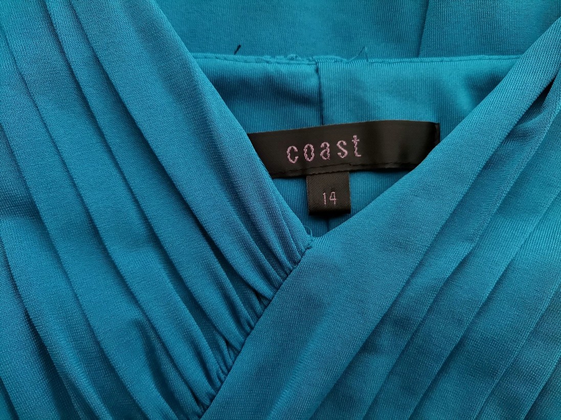 Coast Rozmiar 14 (42) Kolor Niebieski W serek Suknia Balowa Sukienka Wieczorowa Bezrękawnik Midi Coast Rozmiar 14 (42) Kolor Niebieski W serek Suknia Balowa Sukienka Wieczorowa Bezrękawnik Midi