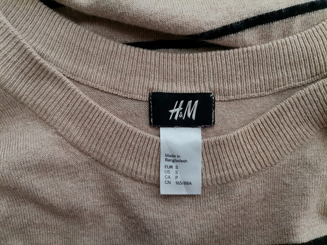 H&m Rozmiar S Kolor Beżowy Pasy Okrągły dekolt Sukienka Sweterkowa Rękaw 3/4 Do Kolan Materiał Wiskoza H&m Rozmiar S Kolor Beżowy Pasy Okrągły dekolt Sukienka Sweterkowa Rękaw 3/4 Do Kolan Materiał Wiskoza