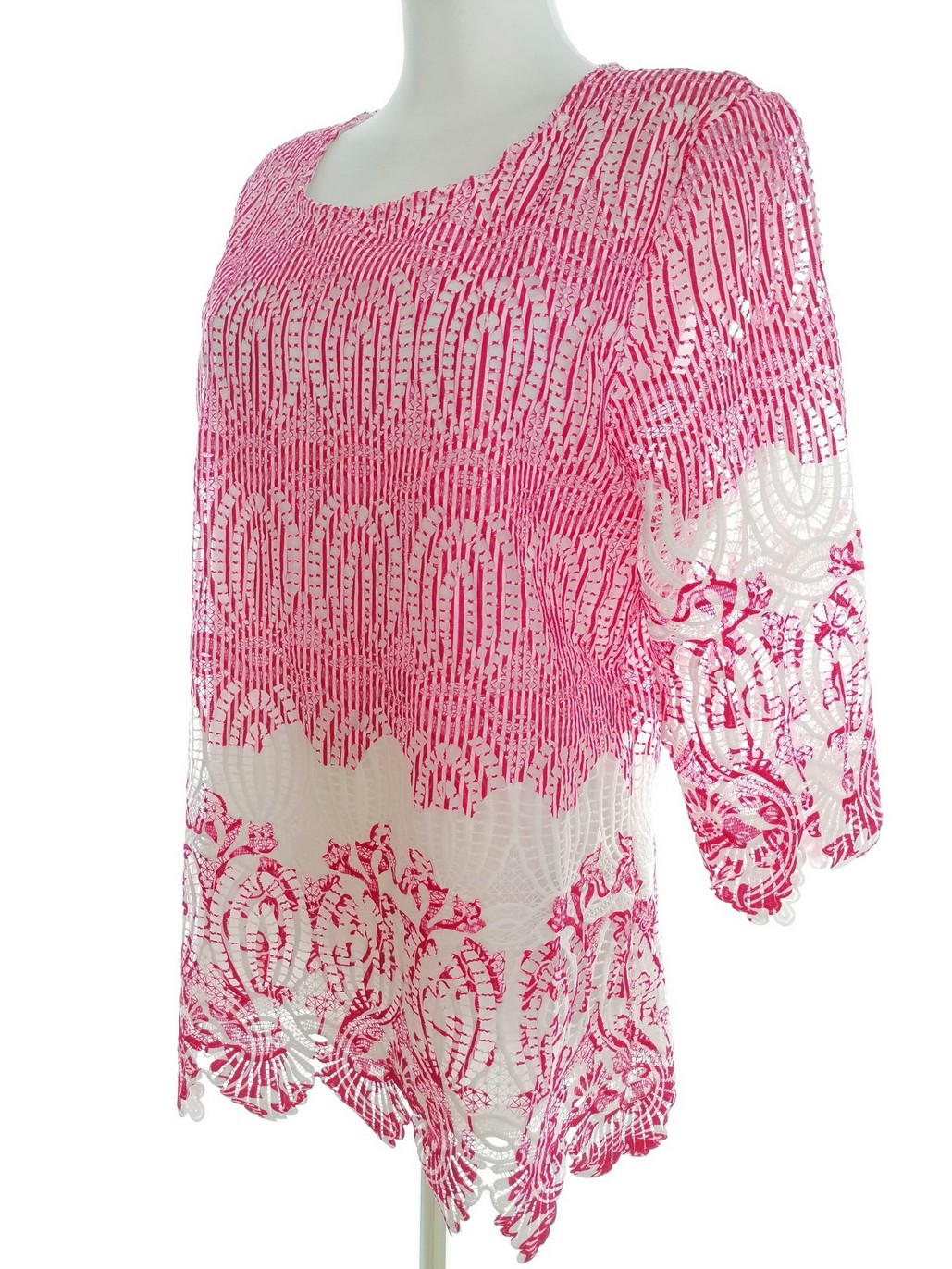Mudflower Rozmiar M/L Kolor Różowy Okrągły dekolt Bluzka Rękaw 3/4
